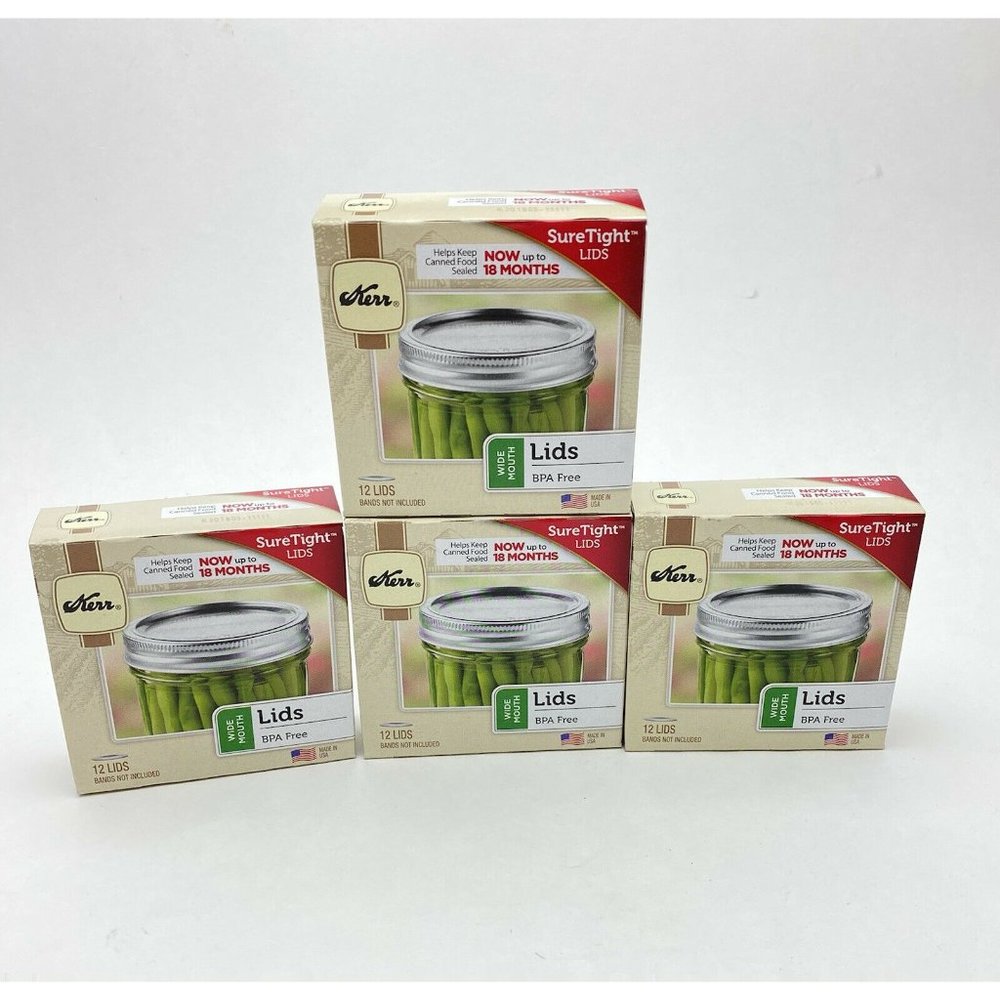 Kerr Wide Mouth Mason Canning Jar Lids - 4 Boxes